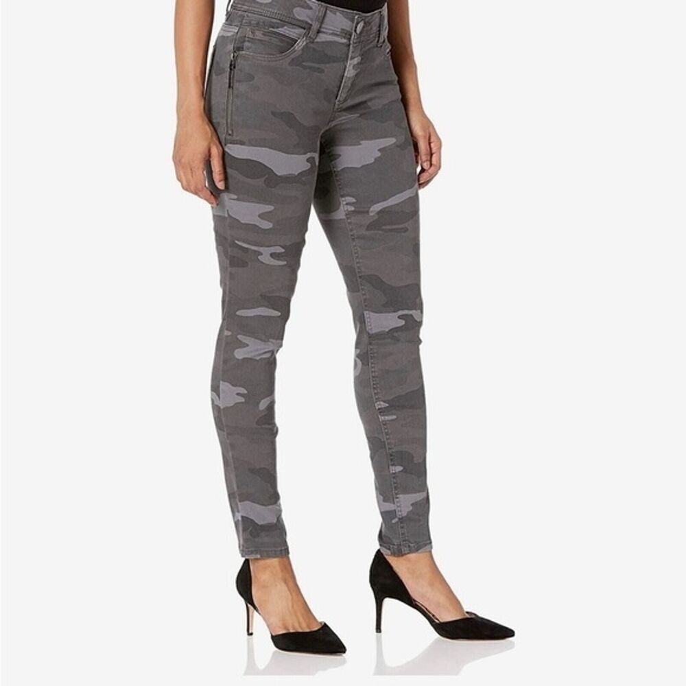 Democracy Women's Size 12 Gray Camo "Ab" Solution Stretch Slimming Ankle Jeans